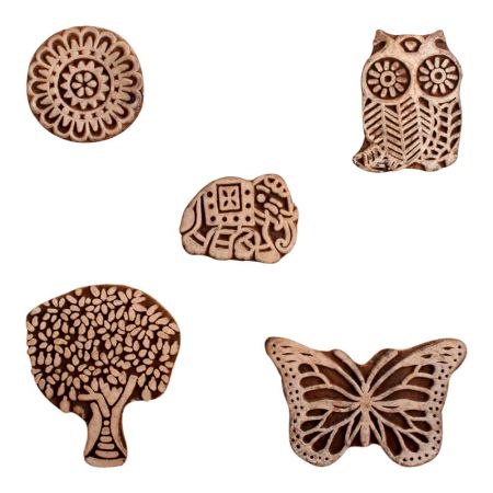 Set of 5 Piece New Mix Wooden Printing Block